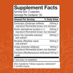 Host Defense MycoBotanicals Energy* Capsules - Energy & Respiratory Support Supplement - Herbal Green Tea Capsules - Respiratory Supplement with Cordyceps, Reishi & Chaga - 60 Capsules (30 Servings)*