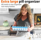 Extra Large Weekly Pill Organizer - XL Vitamin Holder with 7 Detachable AM PM Compartments - Portable Medicine Dispenser for Home and Travel, Big Supplement Container for Weekly or Daily Use, Blue