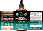 USDA Organic Lymphatic Drainage Supplement - Echinacea | Elderberry | Dandelion | Rosehip | Cleavers | Calendula | Burdock - Made in USA - Lymph System Drops - Immune Support, Cleanse & Detox, 4 fl oz