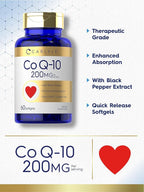 Carlyle CoQ10 200mg Softgels | 60 Count | with Black Pepper | Enhanced Absorption | Non-GMO, Gluten Free Supplement