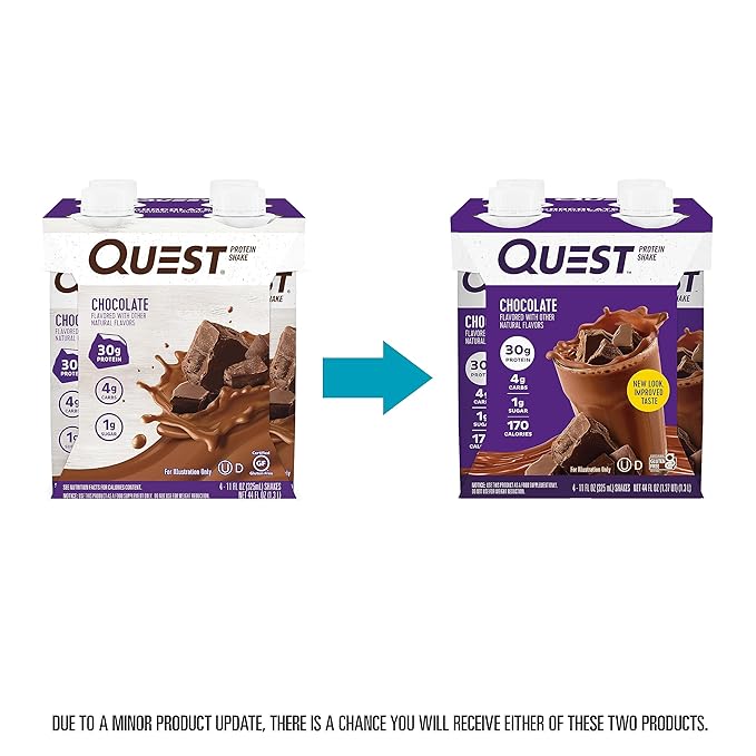 Quest Nutrition Ready To Drink Chocolate Protein Shake,30g Protein,4g Net Carbs,Gluten Free,Keto Friendly,11 fl oz,(Pack of 24)