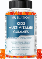 Vegetarian Kids Multivitamin Gummies, 30–60 Servings. With 14 Essential Vitamins & Minerals. Gelatin-Free, Gluten-Free. Non-GMO Gummy Vitamins for Toddlers, Support Immune, Bones & Overall Wellness