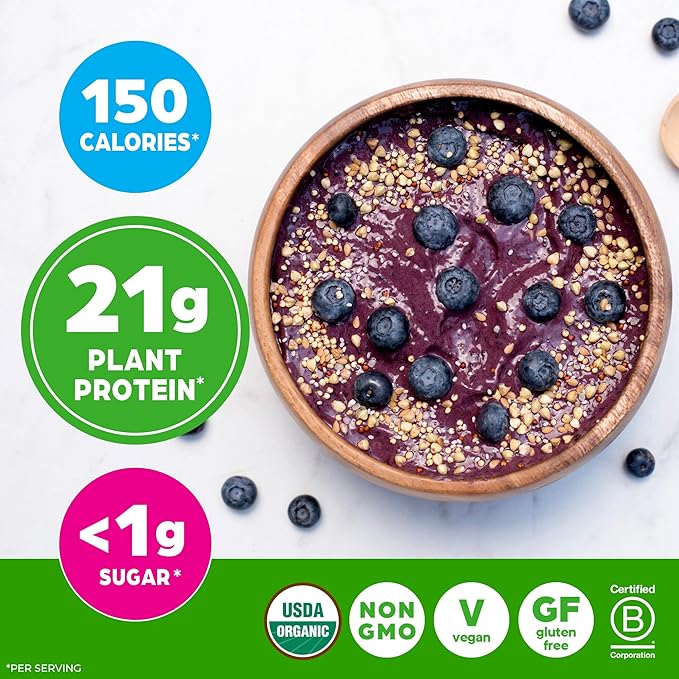 Orgain Organic Vegan Protein Powder, Vanilla Bean - 21g Plant Based Protein, 4g Prebiotic Fiber, No Lactose Ingredients, No Added Sugar, Non-GMO, For Shakes & Smoothies, 1.02 lb (Packaging May Vary)