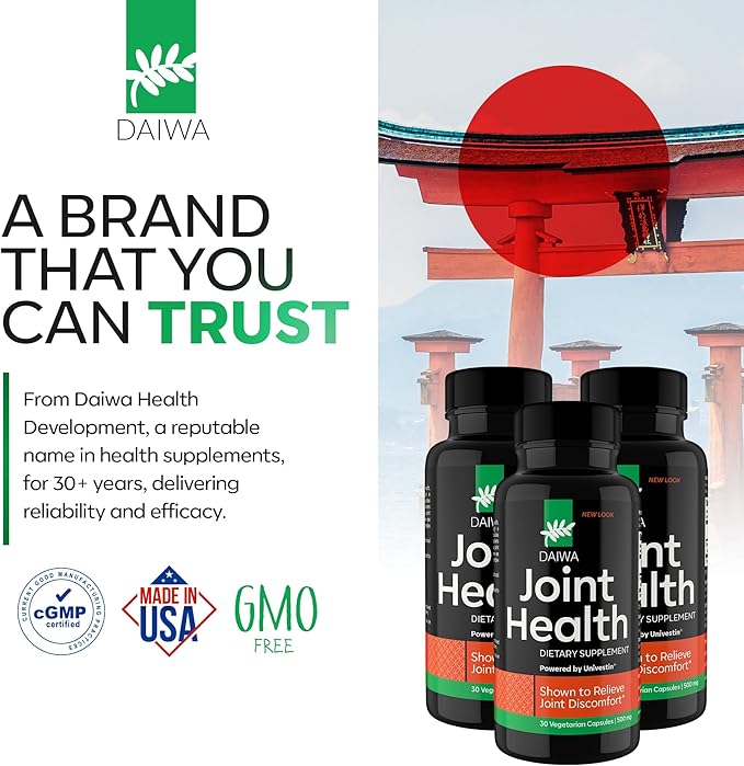 Daiwa Joint Health - Tendon and Ligament Supplements with Chinese Skullcap and Acacia Catechu - Traditional Plant-Based Formula for Active Lifestyles - Non-GMO, 30 Vegetarian Capsules