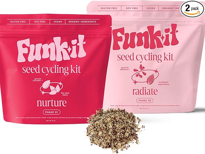 Funk It Wellness Seed Cycling Kit | Organic Seed Cycling for Women | Monthly Supply | Plant-Based Seeds with Pumpkin, Flax, Sesame, and Sunflower for Hormone and Cycle Support | Pre-Ground | 2 Blends
