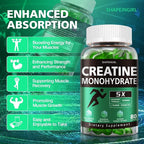 Creatine Gummies for Men & Women - Chewable Creatine Monohydrate Gummies for Muscle Strength, Improving Endurance & Post Workout Recovery - Creatine Supplement - Green Apple Flavors (160 Count)