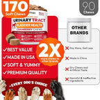 Dog UTI Treatment - 170 Cranberry Chews for Dogs - Urinary Tract Infection, Bladder & Kidney Health Multivitamin - Cranberry Supplement for Dogs with D-Mannose - Dog Vitamins and Supplements