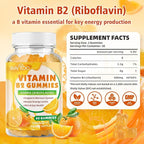 2 Pack Vitamin B2 Gummies - Riboflavin 400mg for Kids & Adults, Migraine Relief & Headache Relief, Vegan, Sugar-Free, Orange Flavor, 120 Gummies