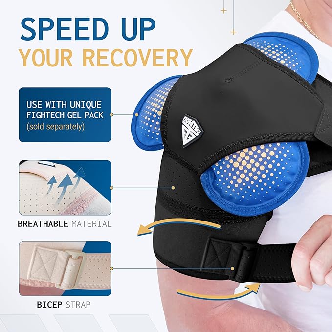 Shoulder Brace - Support & Injury Prevention Brace- Joint Pain Releaser- Shoulder Compression Wrap Strap - Adjustable Injury Accessories for Shoulders - Premium Quality Strap by FIGHTECH (Pink, L-XL)