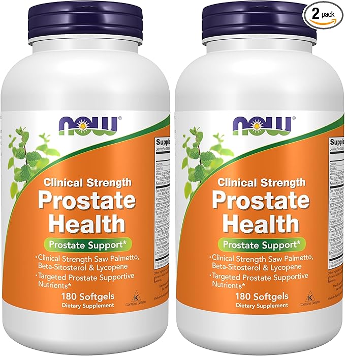 NOW Foods Supplements, Prostate Health, Clinical Strength Saw Palmetto, Beta-Sitosterol & Lycopene, 180 Softgels,(Pack of 2)