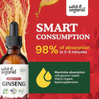 Wild & Organic Korean Red Ginseng Extract Drops - Immune Support - Panax Ginseng Supplement - Add to Tea Liquid Root Tincture - Vegan, Sugar & Alcohol-Free - 2 fl oz