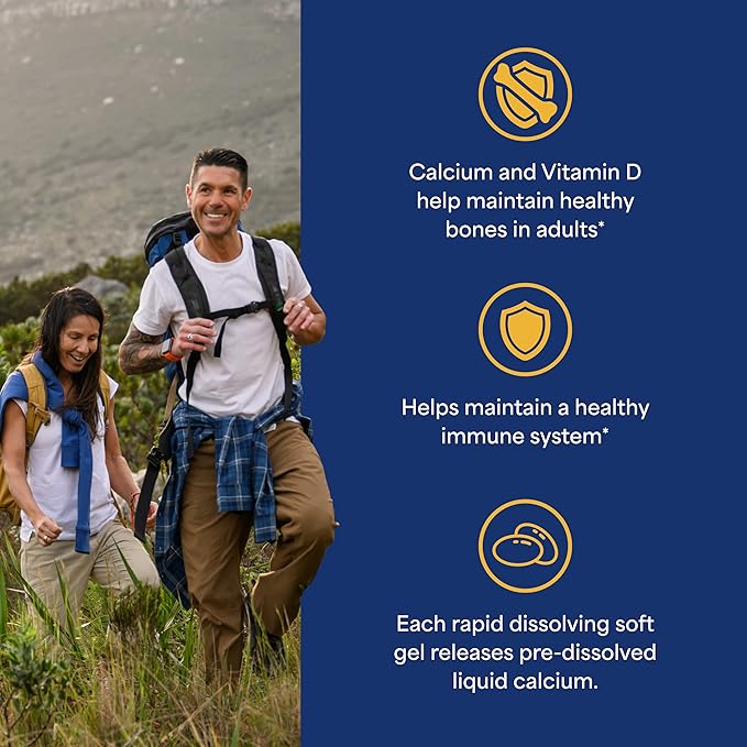 Puritan's Pride Absorbable Calcium 1200 mg Plus Vitamin D3 25mcg 1000 IU With Bone-Active™, Dietary Supplement For Bone Strength, Heart, Nerve, Muscle, And Immune Support, 100 Rapid Release Softgels