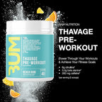RAW Pre Workout Powder, Thavage (Beach Bum) - Chris Bumstead Sports Nutrition Supplement for Men & Women - Cbum Pre Workout for Working Out, Hydration, Mental Focus & Energy - 40 Servings