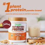 Orgain X Justin's ® Organic Vegan Nut Butter Protein Powder, Peanut Butter- 20g Plant Protein, 2g Sugar, Gluten Free, No Dairy, Soy Ingredients, or Artificial Flavors, 1.17 lb