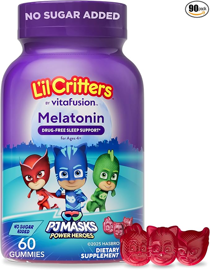 L'il Critters PJ Masks Melatonin Gummy Supplements, 60 Gummies