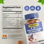 Sakoon Nutritions 9-in-1 Magnesium Gummies for Women & Men with Zinc & Vitamin D3 | Sugar Free Lychee Flavor with Magnesium Glycinate, Citrate & Malate | Muscle & Stress Relief | Halal, Vegan | 60pcs