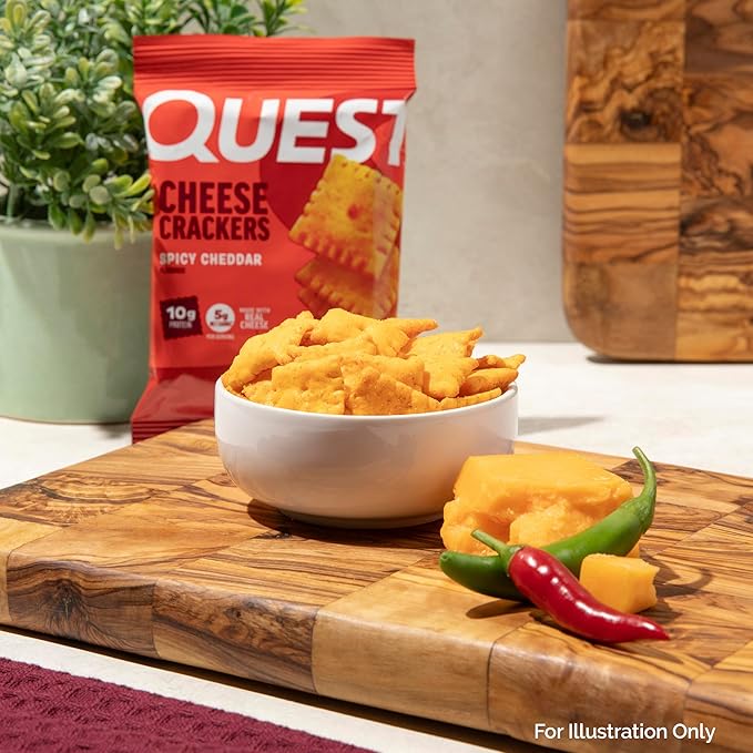 Quest Nutrition Cheese Crackers,Spicy Cheddar,10g of Protein,Low Carb,Made with Real Cheese,Protein Snack,4 Count (Pack of 2)