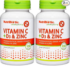 NutriBiotic – Vitamin C + Vitamin D3 & Zinc, 100 Capsules | Potent, Comprehensive Immune Support | Essential & Antioxidant Daily Supplement | Gluten & GMO Free (Pack of 2)
