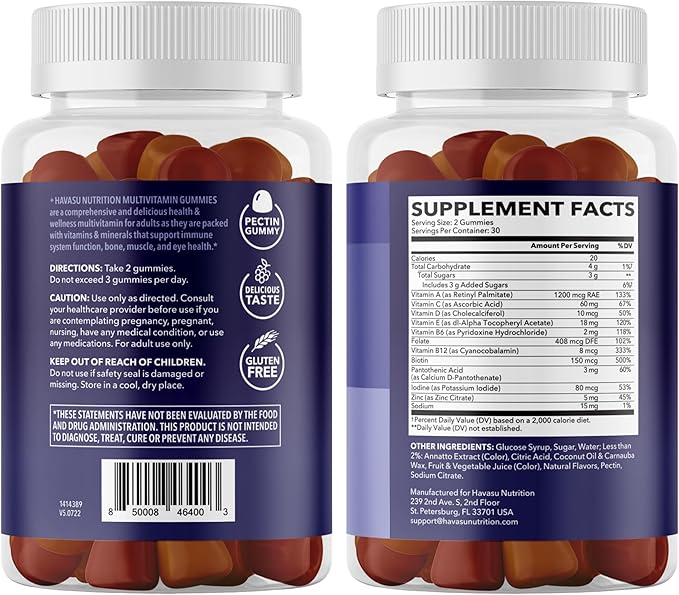 Multivitamin Gummies for Adults - Daily Gummy with Vitamin C, D, and Zinc for Men and Women - 60 Count - GLP-1 Nutritional Support for Optimal Health and Wellness - 1 Month Supply, Mixed Berry Flavor