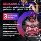 Creatine Monohydrate Gummies 8000 mg for Men & Women, Creatine Supplement for Enhanced Muscle Growth, Energy Boost - with L-Taurine, Sugar Free, Vegan, Raspberry BlackBerry Blueberry Flavor-120 Count