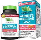 Zenwise Health 3-in-1 Womens Probiotic Supplement for Digestive, Gut Flora & Vaginal Health - Daily Probiotics & Prebiotics for Women with Digestive Enzymes Supports Bloating & Gas Relief - 60 Count