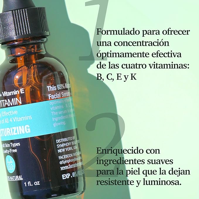 Purifect Retexturizing Multi-Vitamin Facial Serum with Vitamin C, E, B & K - Hydrating & Brightening Face Serum for All Skin Types, Supports Skin Barrier, Moisturizing, Vegan, Cruelty Free - 1 fl oz