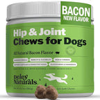 Deley Naturals Hip and Joint Supplement for Dogs - Glucosamine Chondroitin MSM & Collagen for Dogs - Dog Joint Supplement, Smaller Chews, Low Calories, Same Ingredients - 120 Bacon Flavor Chews