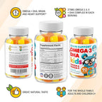 DR. MORITZ Omega 3 Kids Gummies (180 Count), Vegan Omega3 Gummies for Kids with No Fish Oil, Vitamins for Brain & Heart Health, Gluten-Free Omega 3 6 9
