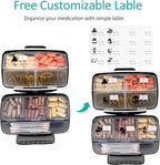 Travel Pill Organizer Large Portable Medication Organizer, Fullicon Oversize 8 Compartment Pill Box, Vitamin Travel Case Pill Holder - Airtight & Moistureproof (Blue)