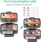 Travel Pill Organizer Large Portable Moisture Proof Vitamin Case, Fullicon Oversize 8 Compartment Pill Box, Pill Holder - Airtight & Moistureproof – Grey