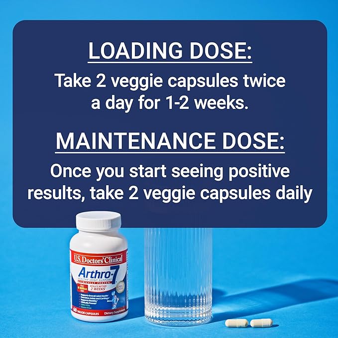 U.S. Doctors’ Clinical Arthro-7 - Clinically Proven Joint Support Complex with Turmeric, MSM, Collagen, Bromelain for Flexibility, Mobility, and Strong Cartilage - 60 Capsules - 15/30-Day Supply