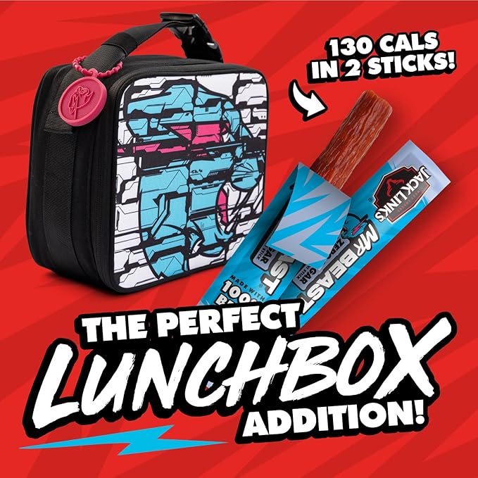Jack Link’s x MrBeast Beef Sticks, Zero Sugar Mini Beef Sticks, As Seen on Beast Games, 6g Protein, Made with 100% Real Beef, Pantry-Ready Snacks, 12 Count