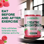 NSF Certified Creatine Gummy 5g - Creatine Monohydrate Gummies for Men & Women, Creatine Monohydrate for Muscle Strength, Muscle Builder, Energy Boost, Pre-Workout Supplement(120 Count)-Raspberry