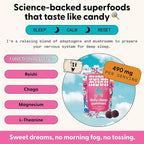 SuperMush Sleep Gummies for Adults - Mushroom Supplement with Magnesium Citrate, L-Theanine, Chaga, Reishi & Chamomile for Deep Sleep, REM & Detox - Vegan & Sugar-Free - 60 Gummies (30 Servings)