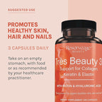 Reserveage Beauty - Tres Beauty 3 - Supplement for Hair Growth, Skin Care & Nail Care - Collagen Supplement with Keratin & Biotin - Gluten Free - 90 Capsules (30 Servings)