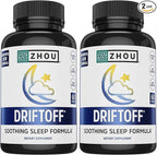 ZHOU Driftoff - Nature Inspired Sleep Aid, Valerian Root & Melatonin for Sleep for Men & Women, Calm Sleeping Supplement for Adults with GABA & Chamomile to Relax - 60 Veggie Capsules (Pack of 2)