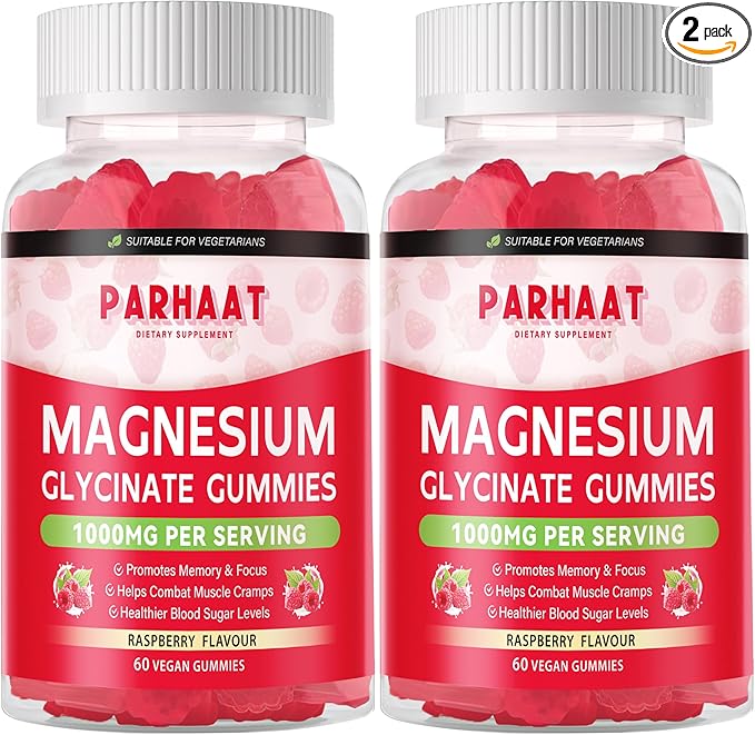 Magnesium Glycinate Gummies - Sugar Free Magnesium Potassium Supplement with Vitamin D, B6, CoQ10 for Calm Mood & Sleep Support - 120 Raspberry Chews