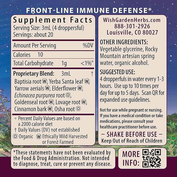 WishGarden Herbs Kick-Ass Immune Liquid Herbal Immune Support Supplement – Echinacea & Goldenseal with Elderflower (Sambucus Nigra) – Herbal Immunity Boost & Lymphatic Support Drops – Vegan – 4 oz