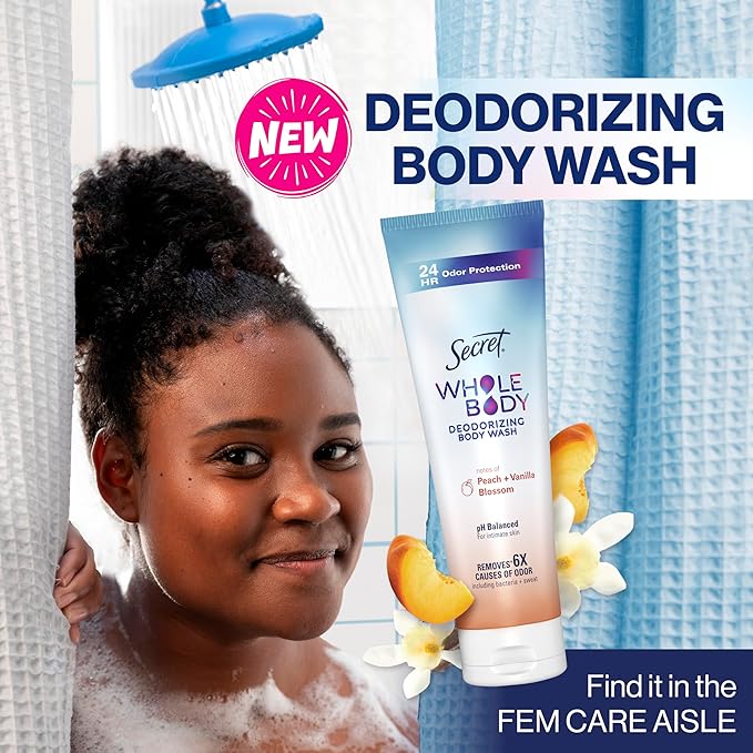 Secret Whole Body Feminine Wash + Deodorant Spray Bundle for Women, Peach + Vanilla Blossom Scent, Aluminum Free, Odor Protection, 8.0 oz & 3.5 oz (Pack of 2)