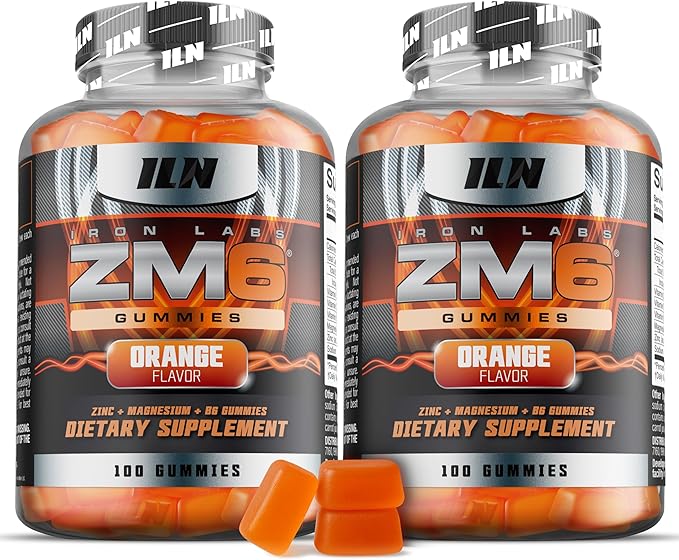 Iron Labs ZM6 Gummies for Men & Women - 2 Pack - Zinc Magnesium Gummies (200 Count, Orange Flavor, Vegan) - Magnesium Citrate and Zinc Citrate Supplements with Vitamin B6 and D3