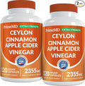 5-in-1 Ceylon Cinnamon Powder Extra Strength – Organic Ceylon Cinnamon Capsules with Turmeric, Apple Cider Vinegar, Korean Ginseng & BioPerine for Metabolism & Energy Support Pills (120 Ct, 2 Pack)