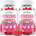 2 Pack Potassium Gummies 1000mg, Potassium Bicarbonate Supplement for Adults & Kids, Support Electrolyte Balance & Muscle Heath, Sugar-Free, Raspberry Flavor, 120 Count