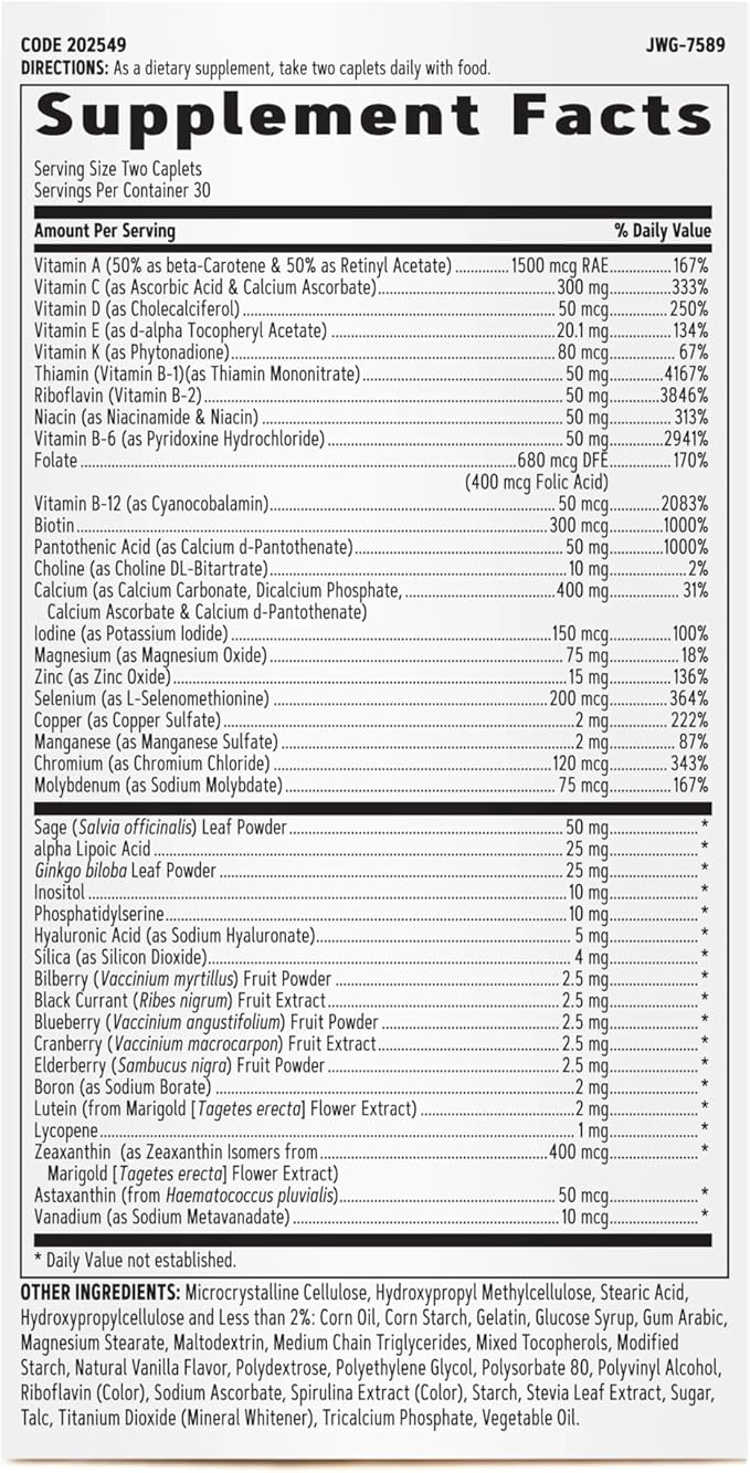 GNC Women's Multivitamin 50 Plus, Supports Bone, Eye, Memory, Brain and Skin Health with Vitamin D, Calcium and B12, Helps Increase Energy Production, 60 Caplets