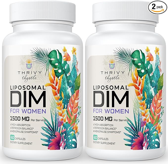 Liposomal DIM 400 mg - Hormone Balance, Estrogen Support for Women, DIM Supplement with Vitamin E, Evening Primrose, Black Cohosh, Omega-3 Fatty Acids (120 Capsules)