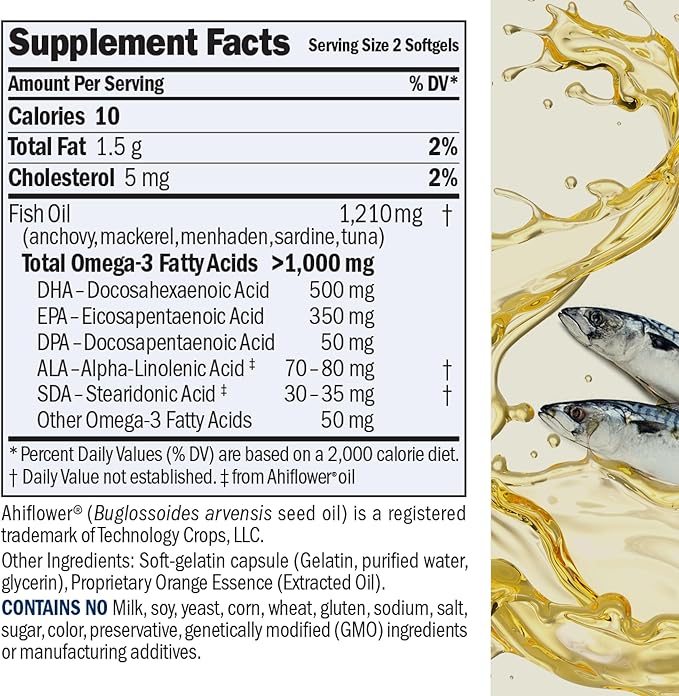 ANDREW LESSMAN Maximum Essential Omega-3 Orange - 90 Softgels - Ultra-Pure, High Potency Omega-3 Oils. High DHA, No Stomach Upset, No Contaminants, No Mercury. Small Easy to Swallow Softgels