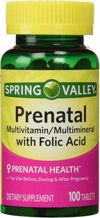 Spring Valley - Prenatal, Multivitamin, Multimineral, 100 Tablets w. Folic Acid