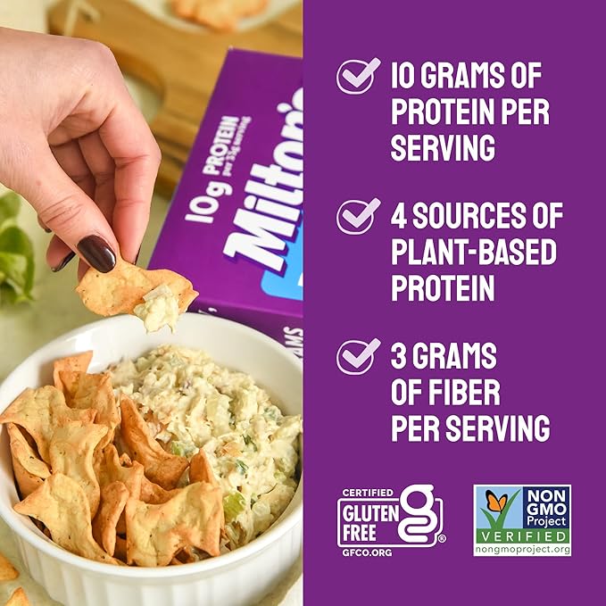 Milton's Protein Crackers, Red Chili - 10g of Plant-Based Protein Per Serving, Gluten Free, Non-GMO Project Verified, Vegetarian-Friendly, Zero Grams Added Sugar Per Serving, 4.25 Oz, Pack of 4