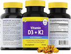 InnovixLabs Vitamin D3 K2-5000 IU Vitamin D3 Plus 600 mcg Vitamin K2 MK4 and MK7 for Max Calcium Absorption, Supports Bone, Immune, Heart Health, 3rd Party Tested, Gluten Free, 60 Softgels (Pack of 2)