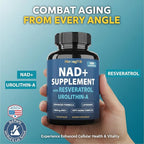 StrongVit NAD Resveratrol Supplement for Women & Men. Support Cellular Health, Energy + Healthy Aging. High Potency Blend, Plus Third-Party Lab Tested in USA (120 Capsules)
