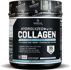SASCHA FITNESS Hydrolyzed Multi Collagen Peptides Tipes 1,2 & 3 |Hyaluronic Acid|Biotin |Cynatine HSN|Vitamin C & E |for Hairs, Skin & Bone Support| Unflavored